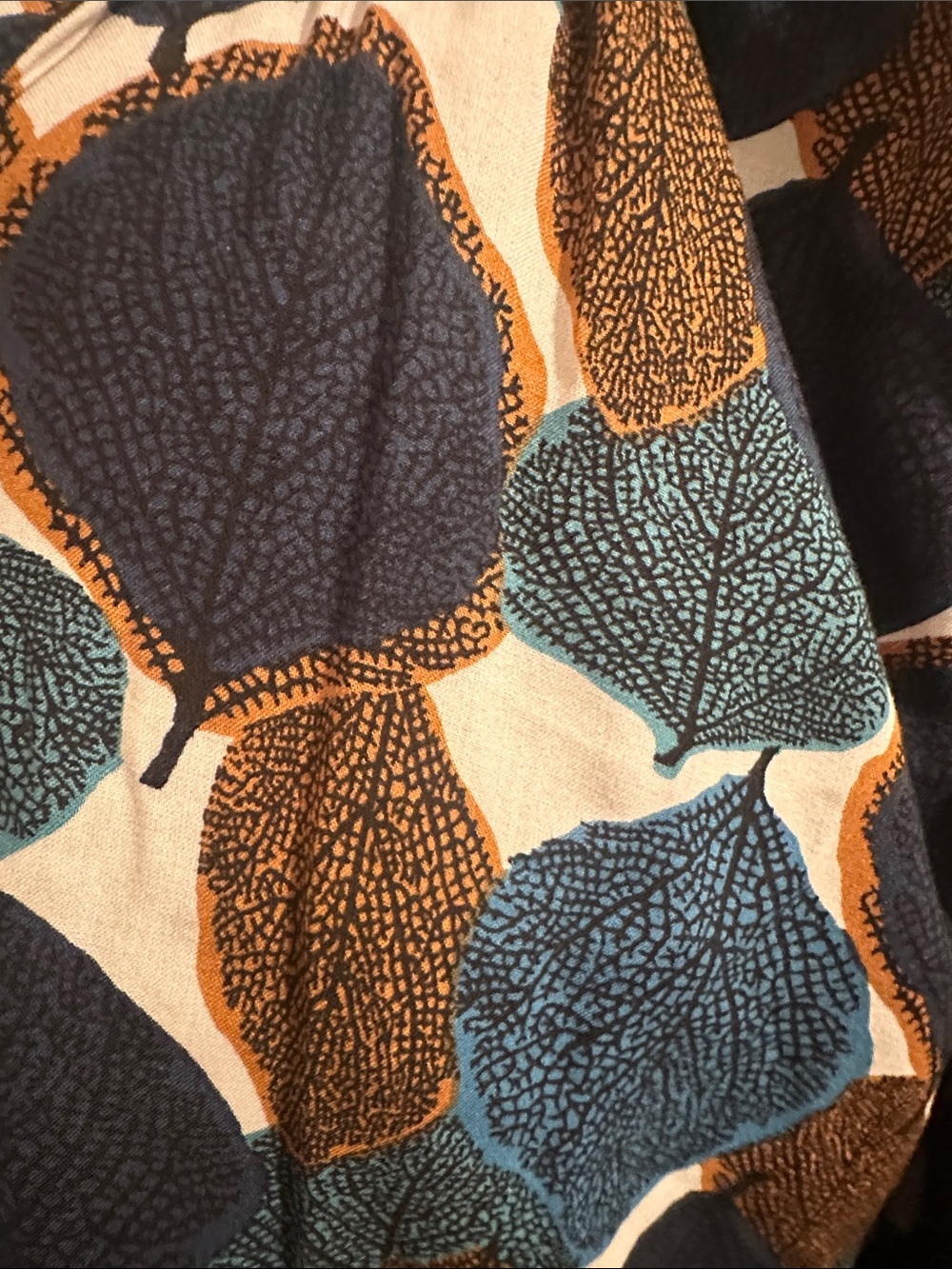 Masai Women's Navy, Teal & Brown Leaf-Print Button Tunic - Picture 9 of 12